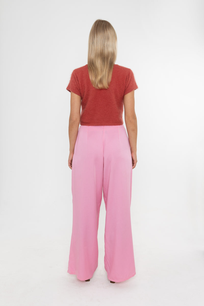 Ella Wide Leg Trousers in Pink
