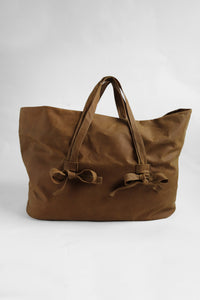 Brown tote bag with bow details 