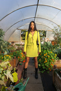 deidei two piece co ord ada blouse and noor mini skirt in chartreuse green
